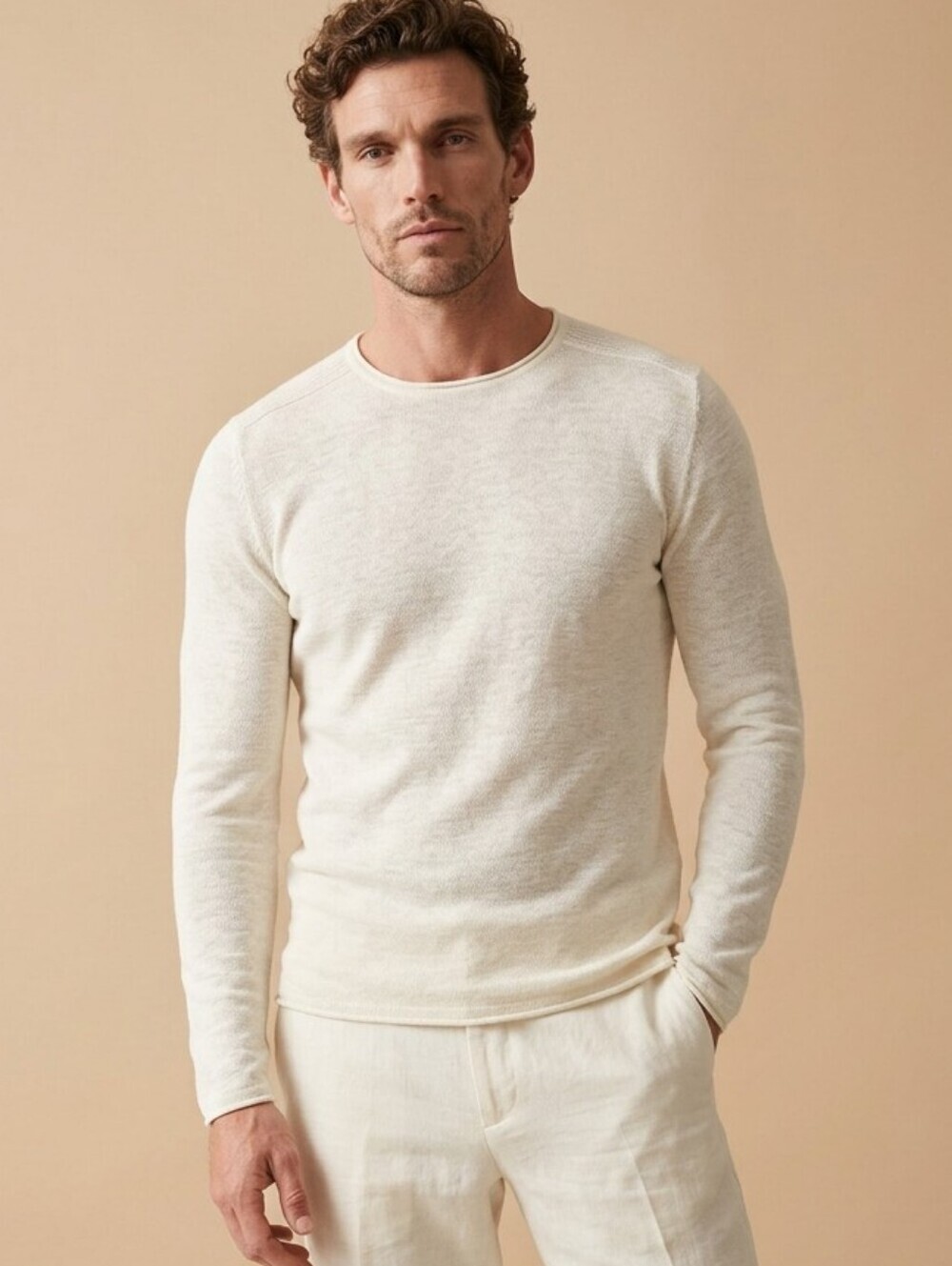 NWOT John Varvatos Crewneck White/Creme Sweater Sz L